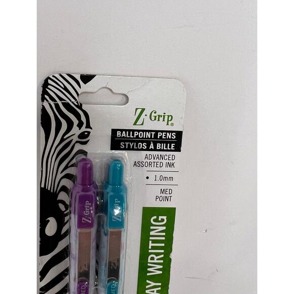 Zebra Z-Grip Ballpoint Pen Medium Point Assorted Ink Barrel 2 Pack -NIP! - Picture 2 of 4